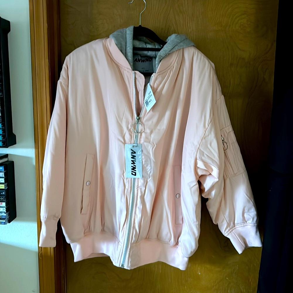 Forever 21 Outwear Bomber Jacket Size Medium/Large Blush/Heather Grey